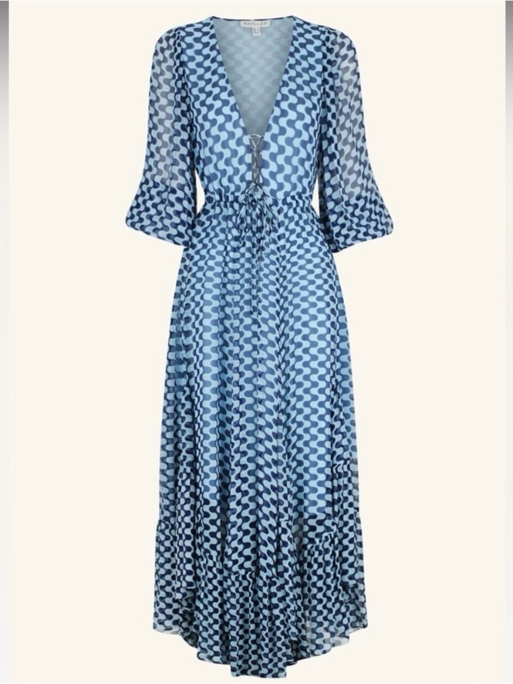 Shona Joy NWOT Elina Lace Front Drawstring Maxi Dress Sz 2